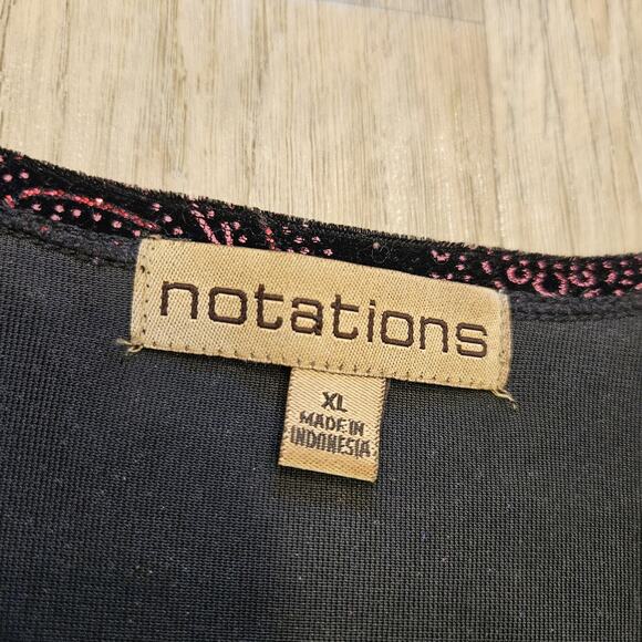 Vtg Notations Velvet Surplus Top Womens XL Black Red Whimsigoth Grunge Y2K Boho - Picture 6 of 8